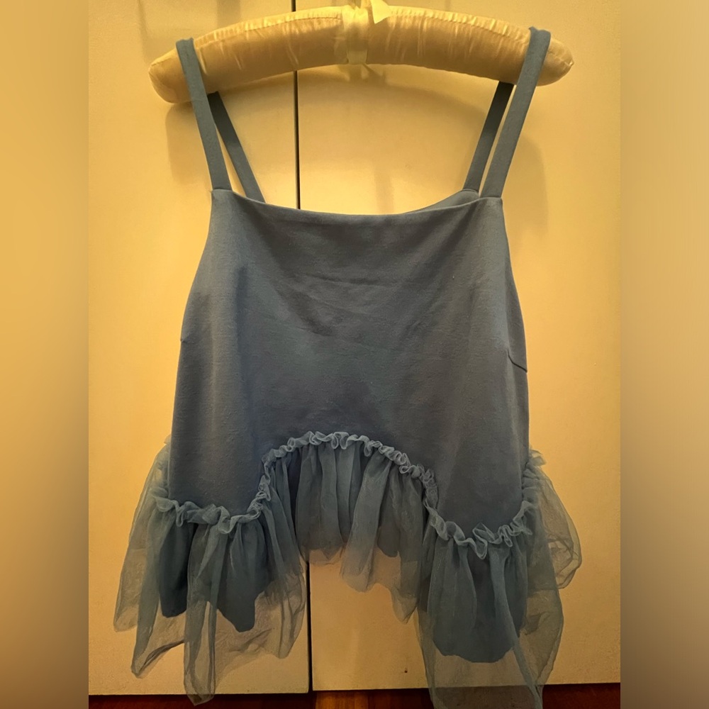 Anthropologie Sunday in Brooklyn blue tulle hem top in excellent condition